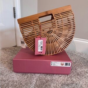 Cult Gaia Tan Bamboo Satchel